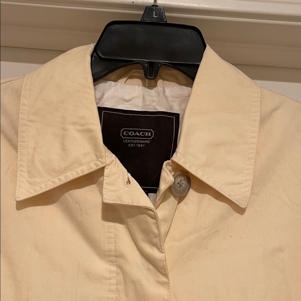 Coach Yellow Sateen Walking Trench Coat Jacket Signature Lining Size XS - Picture 10 of 15